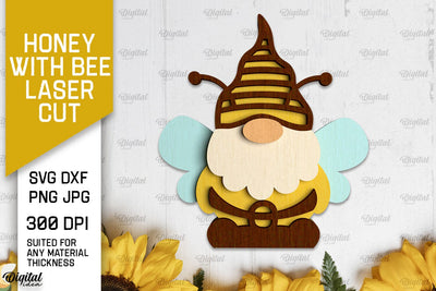 Bee Gnome SVG. Honey with Bee Laser Cut. Bee Wall Decor SVG SVG Evgenyia Guschina 