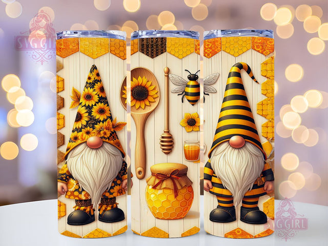 Bee Gnomes 20oz Tumbler Wrap Sublimation Design, Straight Tapered Tumbler Wrap, Gnomes Tumbler Png, Instant Digital Download Sublimation SvggirlplusArt 