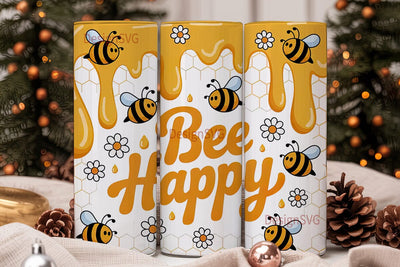 Bee Happy 20oz Tumbler Design Sublimation DesignSVG 