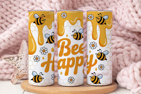 Bee Happy 20oz Tumbler Design Sublimation DesignSVG 