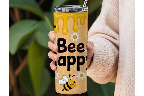 Bee Happy 20oz Tumbler Design Sublimation DesignSVG 