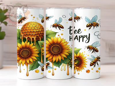 Bee Happy 20oz Tumbler Png, Straight & Tapered Tumbler Png, Honey Bee Sunflowers Tumbler Png, Digital Download PNG Sublimation Lara' s Designs 