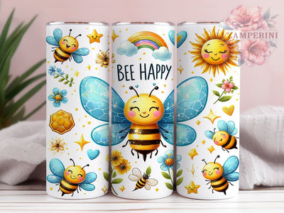 Bee Happy 20oz Tumbler Wrap PNG, Bee Tumbler Png, Straight & Tapered Tumbler Wrap, Instant Digital Download Sublimation Li Zamperini 