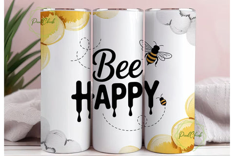 Bee Happy 20oz Tumbler Wrap Sublimation PixelChick 