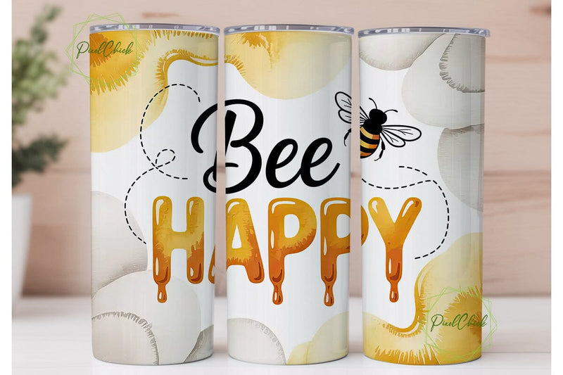 Bee Happy 20oz Tumbler Wrap Sublimation PixelChick 