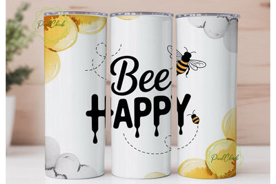 Bee Happy 20oz Tumbler Wrap Sublimation PixelChick 