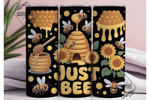 Bee Happy 20oz Tumbler Wrap Sublimation sassyprint 