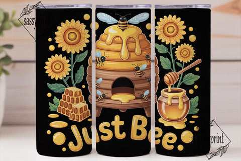 Bee Happy 20oz Tumbler Wrap Sublimation sassyprint 