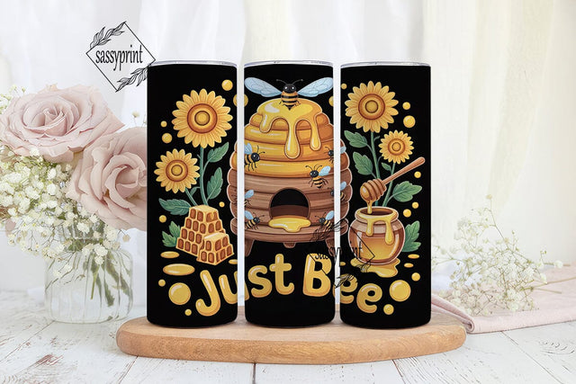 Bee Happy 20oz Tumbler Wrap Sublimation sassyprint 