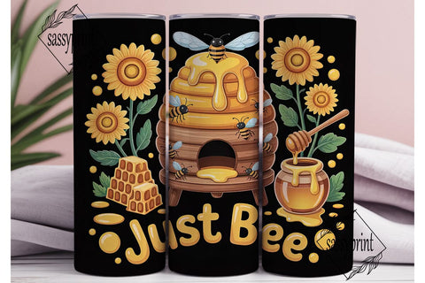 Bee Happy 20oz Tumbler Wrap Sublimation sassyprint 