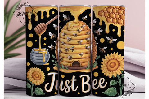 Bee Happy 20oz Tumbler Wrap Sublimation sassyprint 