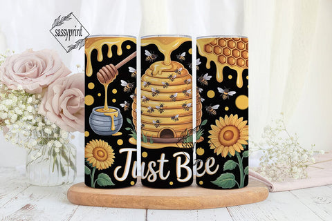 Bee Happy 20oz Tumbler Wrap Sublimation sassyprint 