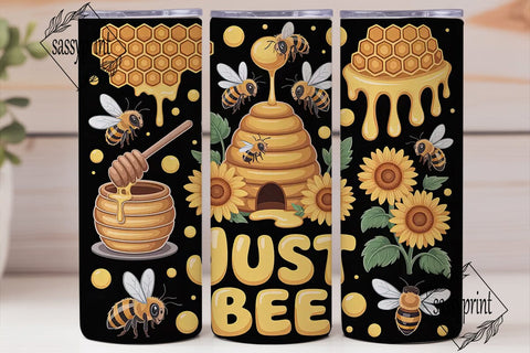 Bee Happy 20oz Tumbler Wrap Sublimation sassyprint 