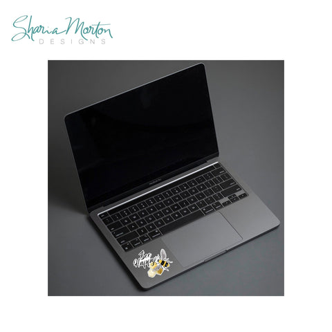 Bee Happy Bee Sticker with Honeycomb SVG Sharia Morton Designs 