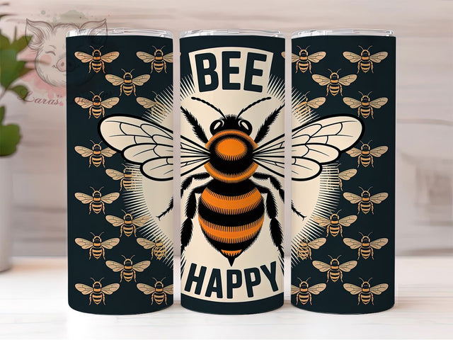 Bee Happy Design 20oz Tumbler Wrap, Bee Happy Quote, Bee Sublimation PNG, Inspirational Bee Design, 20oz Tumbler Wrap, Rustic Bee Wrap, Farmhouse Bee Design Sublimation Lara' s Designs 