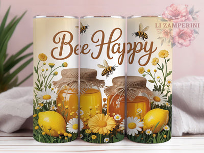 Bee Happy Honeybees 20oz Tumbler, Rustic Honeybees, 20oz Tumbler Wrap, Sublimation PNG, Cute Spring Cup, Nature Gift, Honeybee Design Sublimation Li Zamperini 