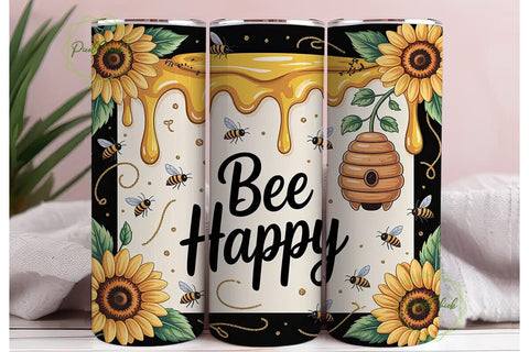 Bee Happy Honeycomb Tumbler Wrap Sublimation PixelChick 