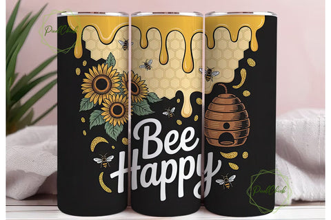 Bee Happy Honeycomb Tumbler Wrap Sublimation PixelChick 