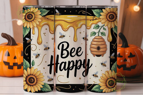 Bee Happy Honeycomb Tumbler Wrap Sublimation PixelChick 