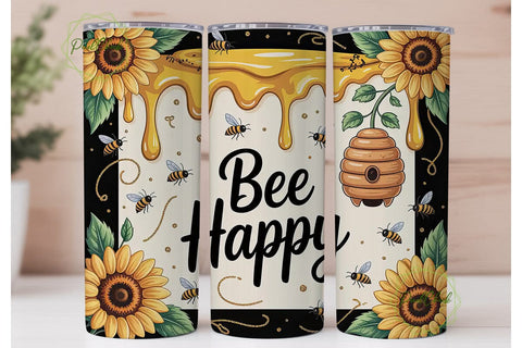 Bee Happy Honeycomb Tumbler Wrap Sublimation PixelChick 