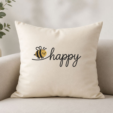 Bee Happy Machine Embroidery Design Cute Bumble Bee Quote PES DST Embroidery Files Embroidery/Applique DESIGNS PatternFeed8 