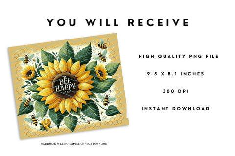 Bee Happy Mouse Pad - Sunflower Mousepad PNG Sublimation BijouBay 