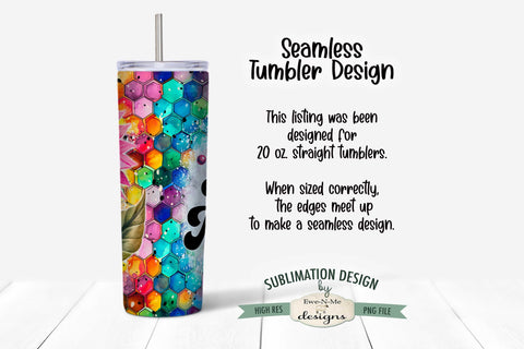 Bee Happy Pink Sunflower 20oz Seamless Sublimation Tumbler Wrap Sublimation Ewe-N-Me Designs 