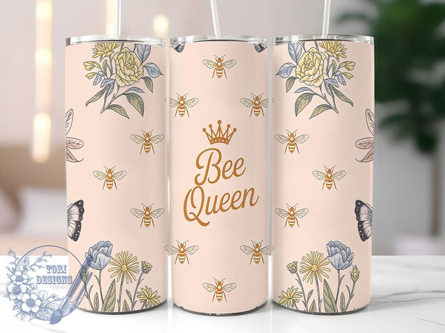 Bee Happy Queen Bee Tumbler Wrap, Queen Bee Sublimation PNG, Honey Bee 20oz Tumbler, Cute Bee Tumbler Wrap, Positive Quote Tumbler, Bumble Bee Skinny Tumbler, Happy Bee Design PNG Sublimation ToriDesigns 