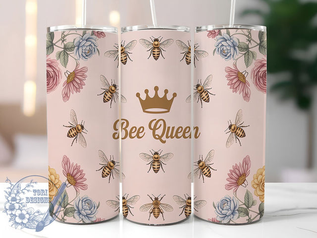 Bee Happy Queen Bee Tumbler Wrap, Queen Bee Sublimation PNG, Honey Bee 20oz Tumbler, Cute Bee Tumbler Wrap, Positive Quote Tumbler, Bumble Bee Skinny Tumbler, Happy Bee Design PNG Sublimation ToriDesigns 