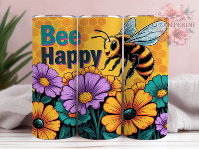 Bee Happy Quote 20oz Tumbler Wrap, Bee Quotes, Nature Inspiration, Happiness Reminder, Positive Affirmation, Inspirational Gift, Sublimation PNG Sublimation Li Zamperini 