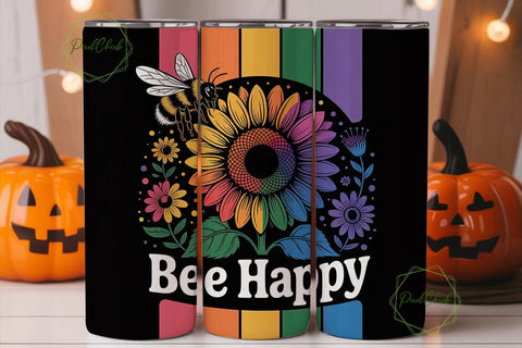 Bee Happy Sunflower 20oz Tumbler Design Sublimation PixelChick 