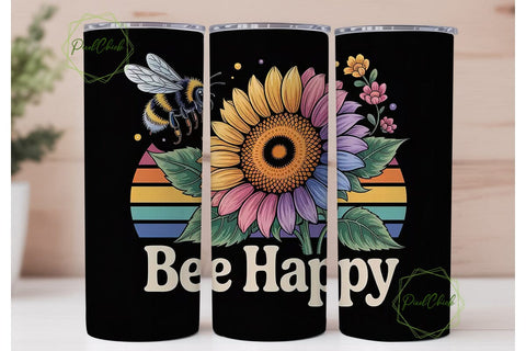 Bee Happy Sunflower 20oz Tumbler Design Sublimation PixelChick 