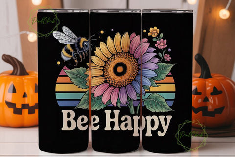 Bee Happy Sunflower 20oz Tumbler Design Sublimation PixelChick 