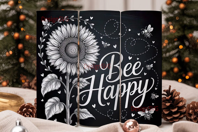 Bee Happy Sunflower 20oz Tumbler Sublimation DesignSVG 