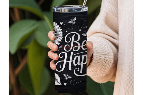 Bee Happy Sunflower 20oz Tumbler Sublimation DesignSVG 