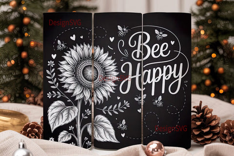 Bee Happy Sunflower 20oz Tumbler Sublimation DesignSVG 
