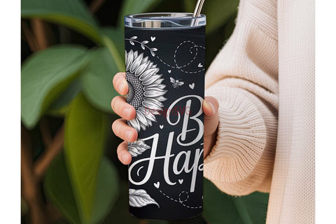 Bee Happy Sunflower 20oz Tumbler Sublimation DesignSVG 