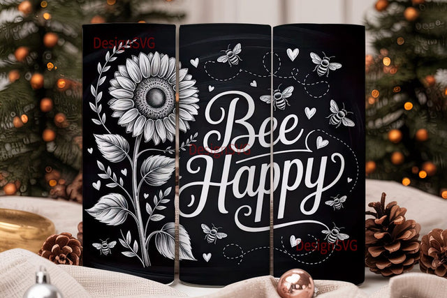 Bee Happy Sunflower 20oz Tumbler Sublimation DesignSVG 