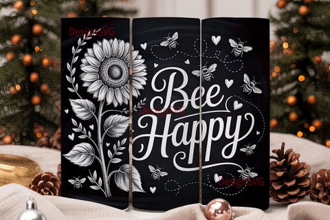 Bee Happy Sunflower 20oz Tumbler Sublimation DesignSVG 