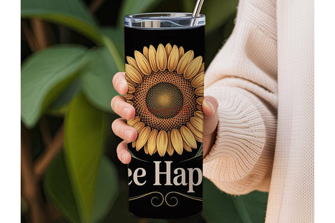 Bee Happy Sunflower 20oz Tumbler Wrap Sublimation DesignSVG 