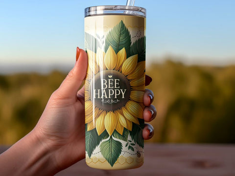 Bee Happy Sunflower Sublimation Wrap Sublimation BijouBay 
