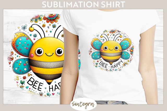 Bee Happy v10 T-shirt Sublimation Sublimation Sintegra 