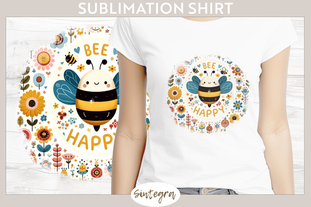 Bee Happy v11 T-shirt Sublimation Sublimation Sintegra 
