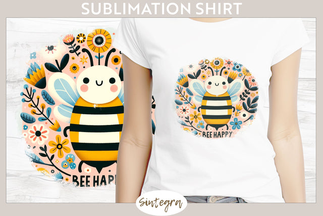 Bee Happy v7 T-shirt Sublimation Sublimation Sintegra 