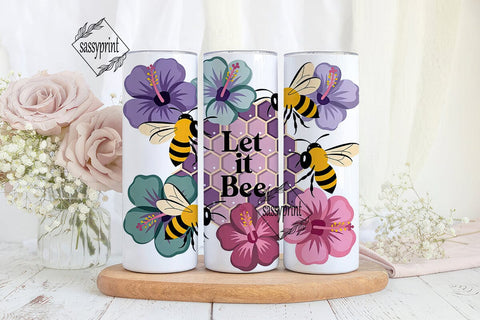Bee & Hibiscus 20oz Tumbler Wrap Sublimation sassyprint 