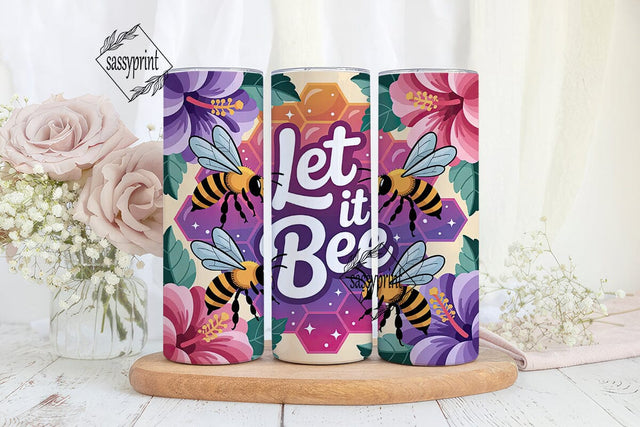 Bee & Hibiscus 20oz Tumbler Wrap Sublimation sassyprint 