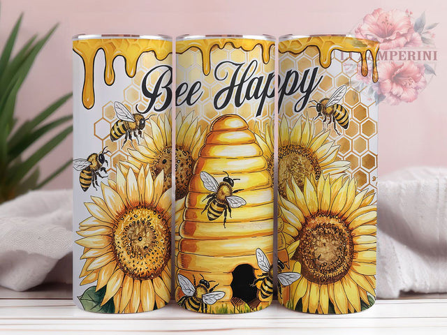Bee Honey Bumblebee Tumbler Wrap, Honey Bee Tumbler, Bee Happy Cup Design, Bumblebee Sublimation PNG, 20oz Bee Tumbler, Floral Bee Tumbler Wrap, Cute Bee Theme Cup Sublimation Li Zamperini 