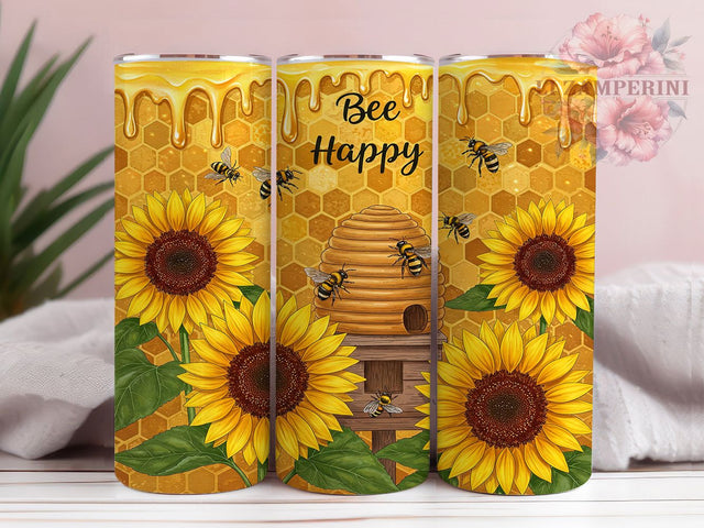 Bee Honey Bumblebee Tumbler Wrap, Honey Bee Tumbler, Bee Happy Cup Design, Bumblebee Sublimation PNG, 20oz Bee Tumbler, Floral Bee Tumbler Wrap, Cute Bee Theme Cup Sublimation Li Zamperini 