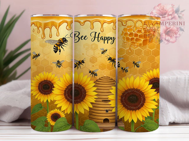 Bee Honey Bumblebee Tumbler Wrap, Honey Bee Tumbler, Bee Happy Cup Design, Bumblebee Sublimation PNG, 20oz Bee Tumbler, Floral Bee Tumbler Wrap, Cute Bee Theme Cup Sublimation Li Zamperini 