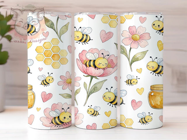 Bee & Honey Love 20oz Tumbler, Bee Motif, Honey Theme, Love Design, Nature Style, Rustic Aesthetic, Skinny Tumbler, Sublimation PNG Sublimation Lara' s Designs 